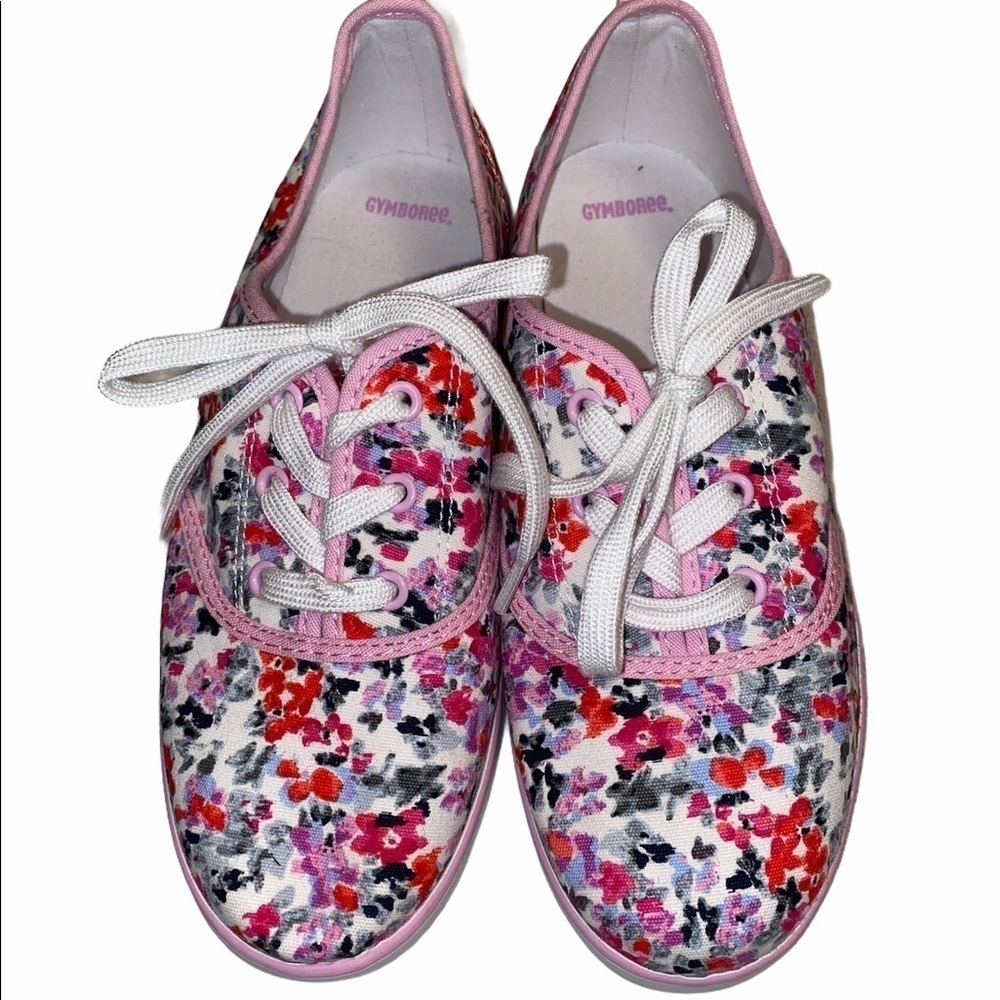 Gymboree fashion sneakers floral print multicolor lace up size 4 NWOT